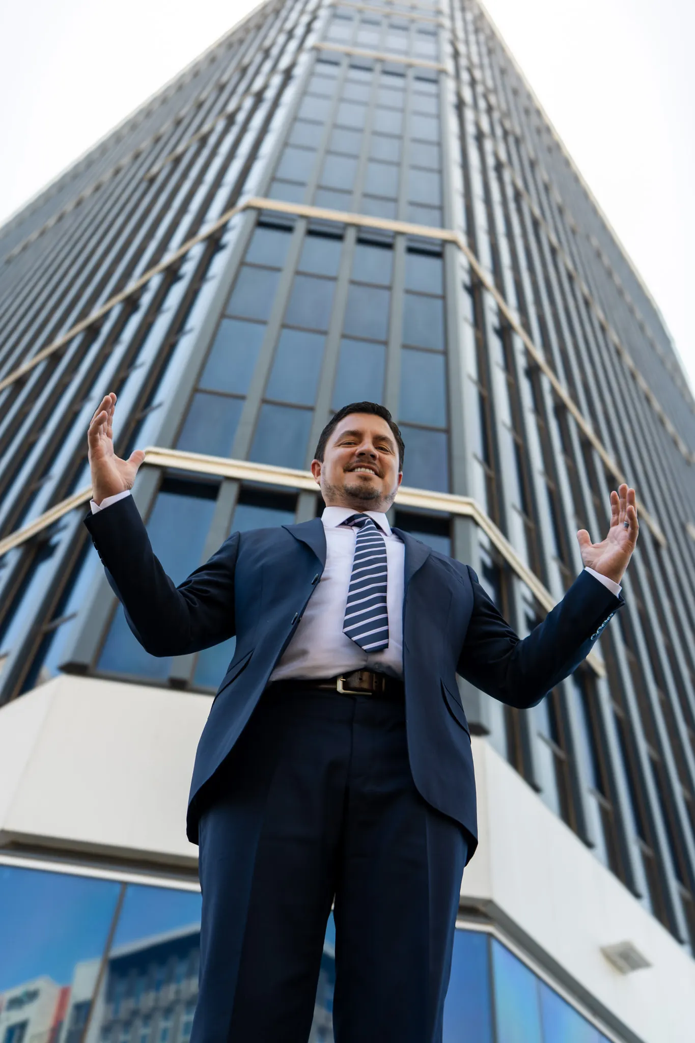 Garcia & Garcia attorney outside a downtown office tower