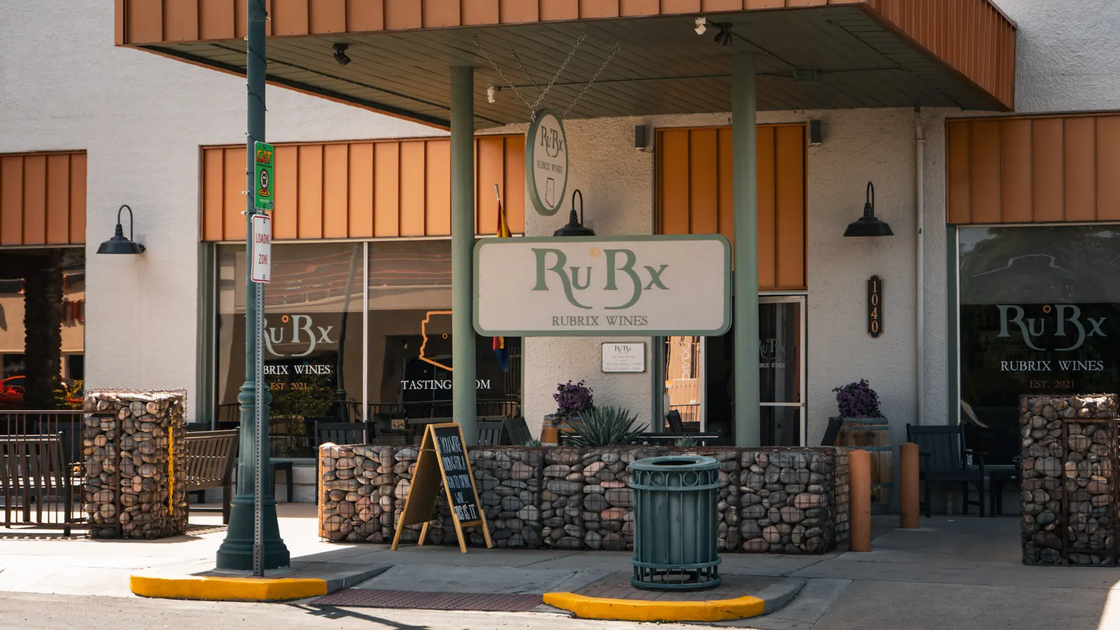 Ru°Bx Winery entrance and storefront sign